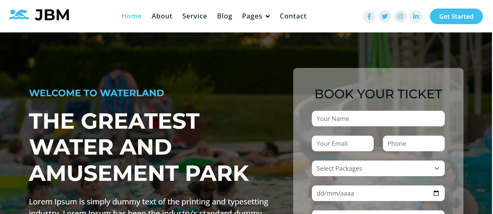 JBM - Water Park Website Template